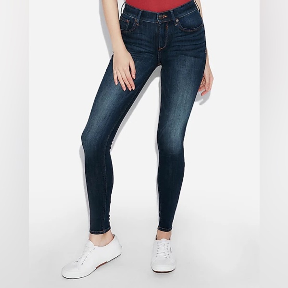 Express Women's Mid Rise Dark Blue Leggings 6S